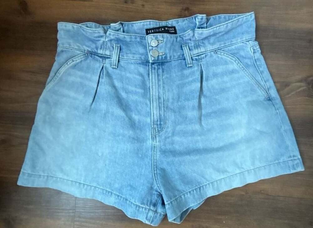 Veronica Beard Nori Paperbag Denim Shorts Nova Wash Size 32